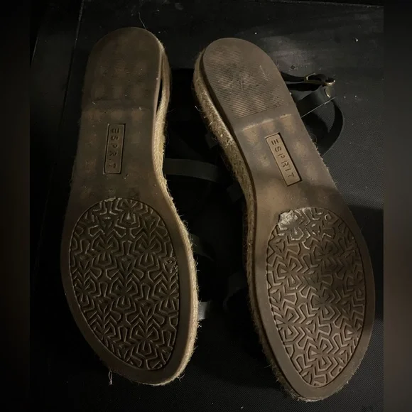 Esprit Black Strappy Espadrille Sandals criss cross summer trendy Judy - Picture 5 of 5